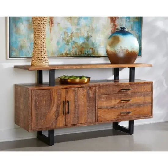 Farve 2 Door 3 Drawer Credenza/Sideboard Brown - Treasure Trove image {7}