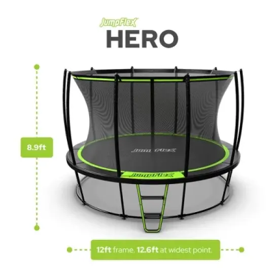 JumpFlex HERO Round Outdoor Backyard Trampoline Playset for Kids with Net Safety Enclosure and Ladder image {2}