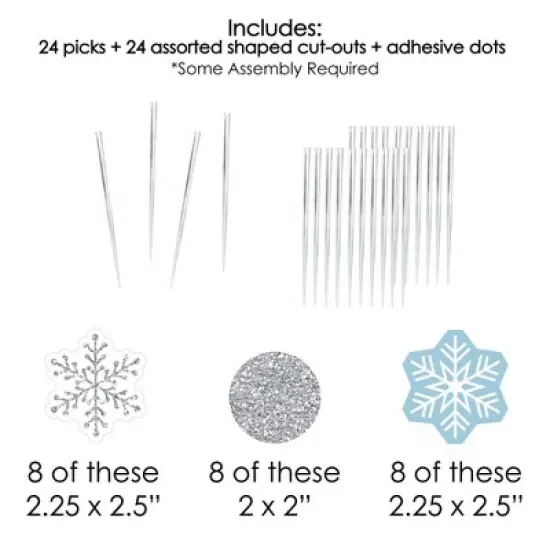 Big Dot of Happiness Winter Wonderland - Dessert Cupcake Toppers - Snowflake Holiday Party and Winter Wedding Clear Treat Picks - Set of 24 image {4}
