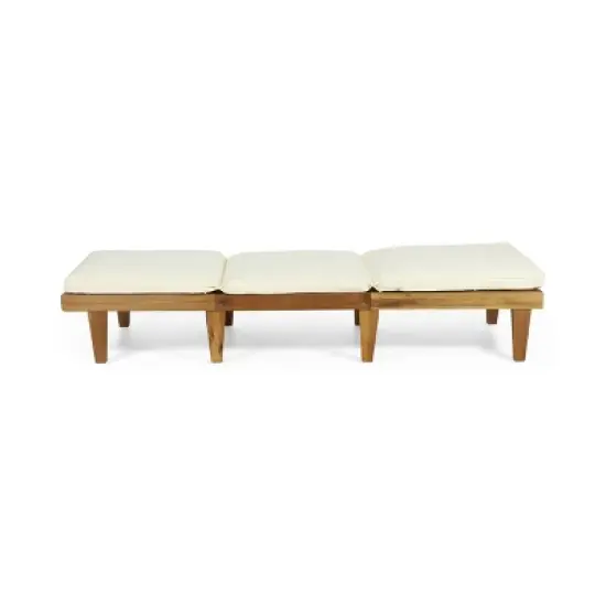 GDFStudio Alisa Outdoor Acacia Wood Armless Adjustable Chaise Lounges with Cushion (Set of 2) image {3}