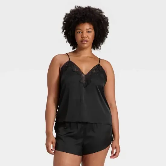 Women's Lace Trim Satin Pajama Tank Top - Auden&trade; image {3}