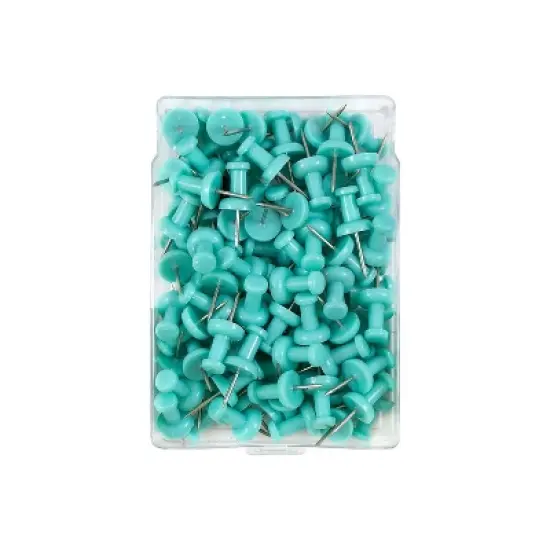 JAM Paper Colored Pushpins Teal Push Pins 2 Packs of 100 22432067A image {2}