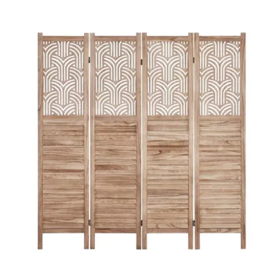 TROPOW 4 Panel Wooden Room Dividers, 67 in Tall Folding Portable Partition Privacy Screen, Free Assembled Freestanding Partition, Separators Divider image {5}