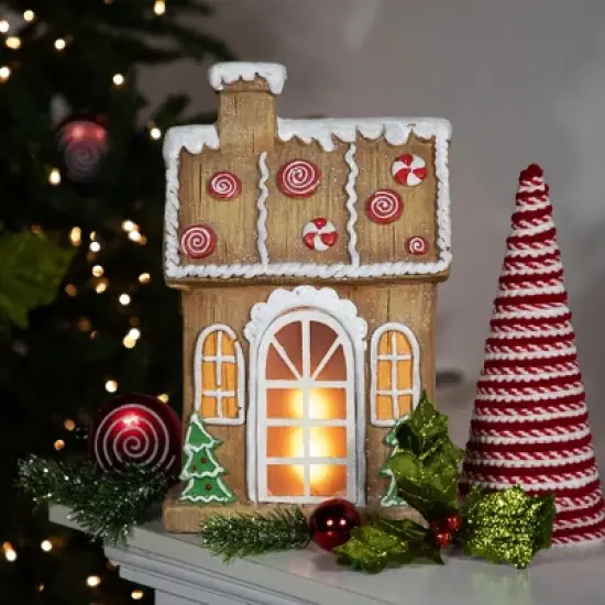 Northlight LED Lighted Peppermint Gingerbread House Christmas Decoration - 14" image {1}
