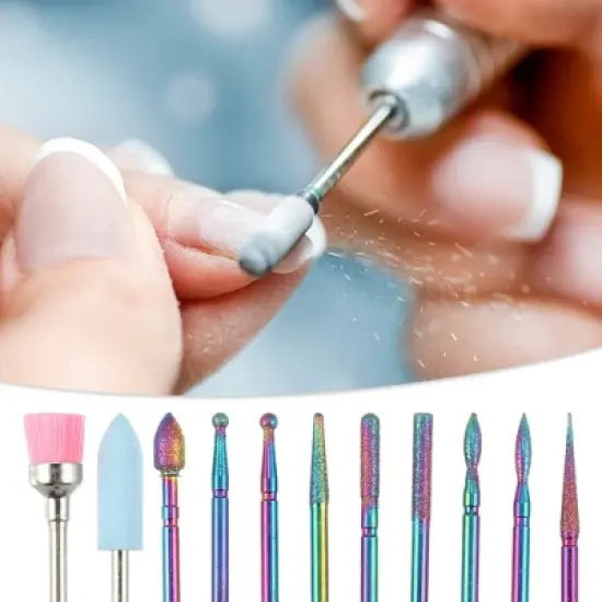 Unique Bargains Nail Drill Bits Set for Acrylic Gel Nails Remover Drill Bits for Nails Home Nail Care Supplies 11 Pcs image {1}