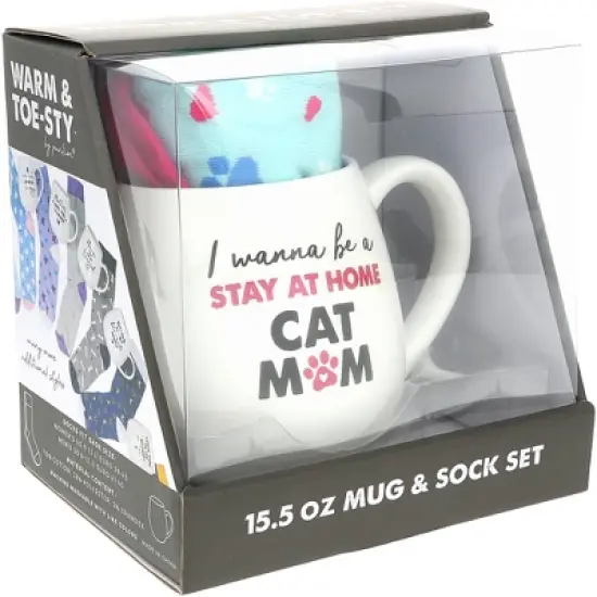 Pavilion Gift Company - Cat Mom - 15.5 oz Mug and Sock Set - Drinkware image {7}