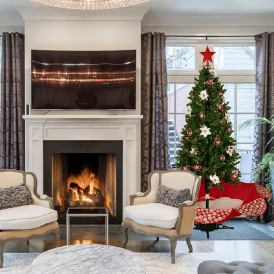 Northlight Lighted Musical Snowing Artificial Christmas Tree - 6' - White LED Lights image {4}