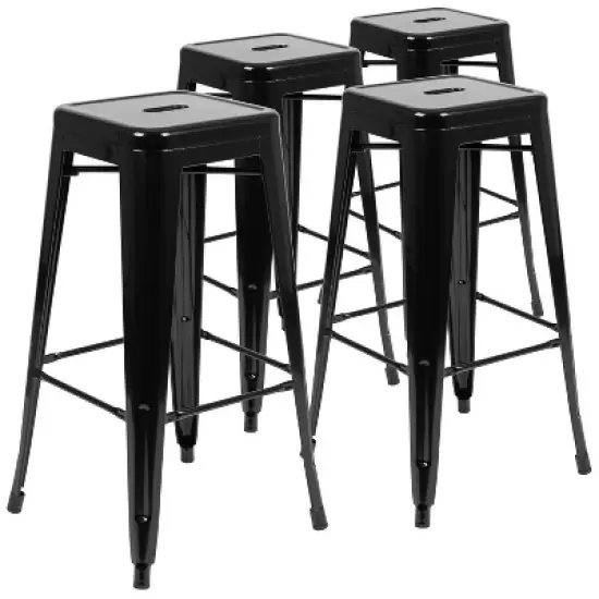 Emma and Oliver 4 Pack 30" High Metal Indoor Bar Stool - Stackable Stool image {11}