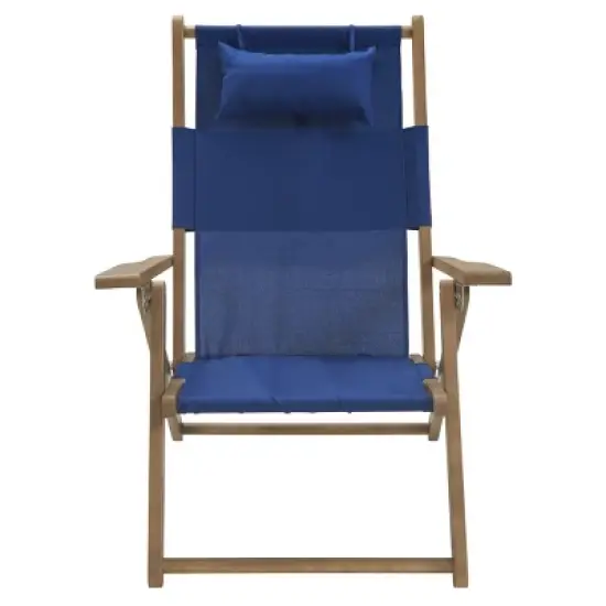 Set of 2 Outdoor Weather-Resistant Wood Folding Beach Chairs with Carry Straps and Reclining Seat by Lavish Homes image {5}