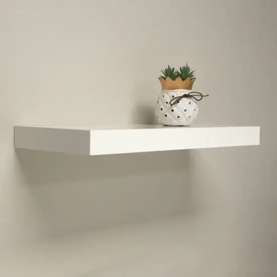 24" Floating Shelf Wall Mounted Hidden Brackets White - Inplace image {1}