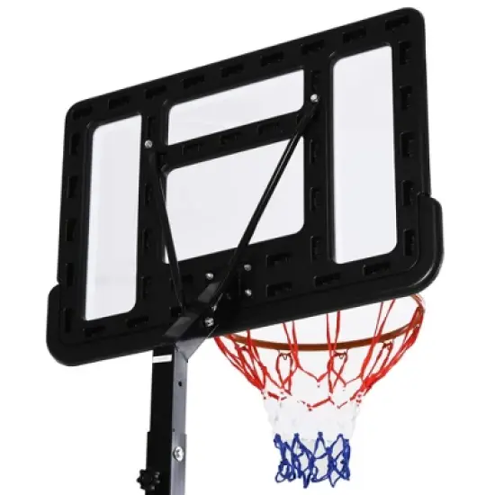 Soozier Portable Basketball Hoop System Stand with 34in Backboard, Wheels, Height Adjustable 8FT-10FT for Indoor Outdoor Use image {4}