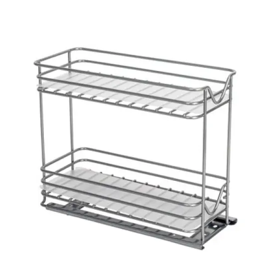 Glidez Powder-Coated Steel Pull-Out/Slide-Out Storage Organizer with Plastic Liners for Spice Rack Use - 2 -Tier Design image {3}