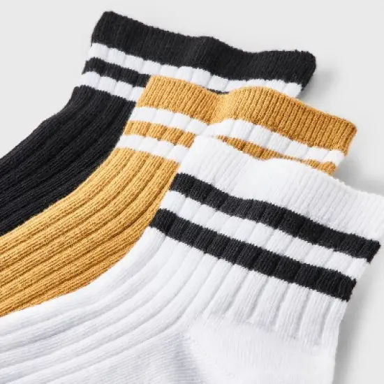 Women's Varsity Striped Ribbed 3pk Ankle Socks - Universal Thread&trade; 4-10 image {2}