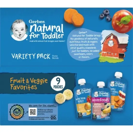 Gerber Toddler Fruit & Veggie Value Pack Baby Food Pouches - 9ct/31.5oz image {6}
