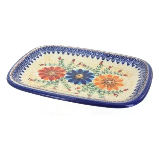 Blue Rose Polish Pottery 120 Vena Medium Rectangular Serving Platter image {5}