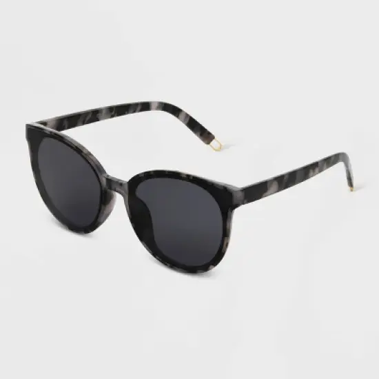 Women's Shiny Plastic Tortoise Shell Round Sunglasses - Universal Thread&trade; Gray image {1}