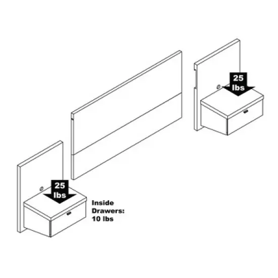 Series 9 Designer Floating Headboard with Nightstands - Prepac image {6}