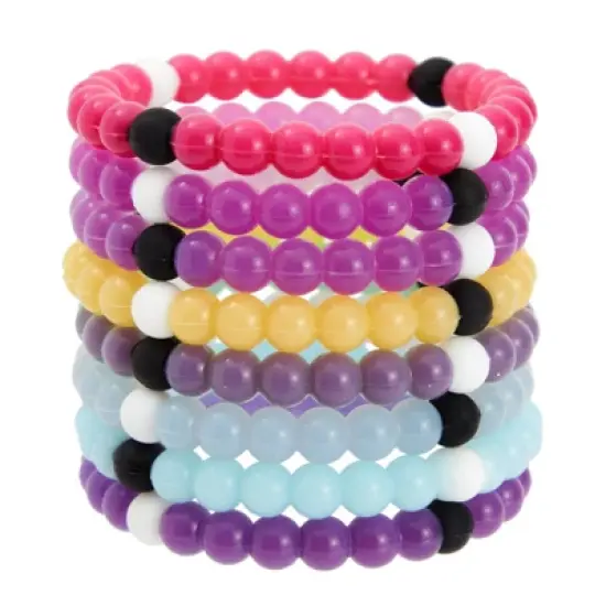 Zodaca 8 Pack Ruber Beaded Bracelets in 6 Colors for Party Favors, VSCO Color Changing Jewelry for Girls, Women, Men, Kids, Teens, 2.6 x 0.3 In image {6}