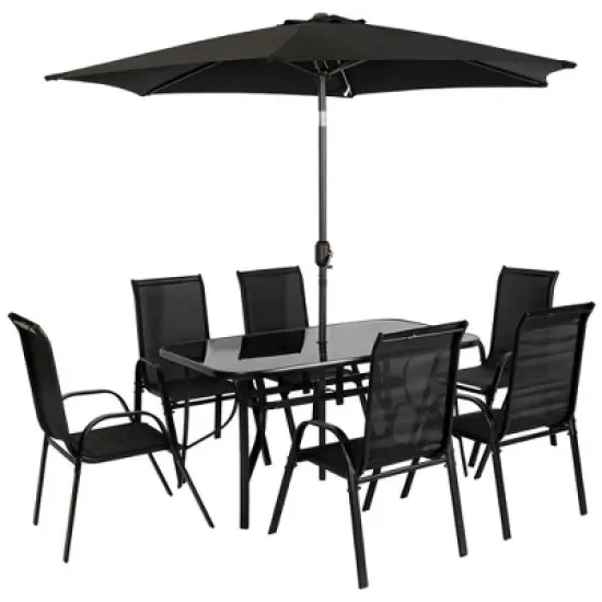 Resenkos 8 Pieces Patio Furniture Set, Outdoor Sectional Furniture, Umbrella, image {12}