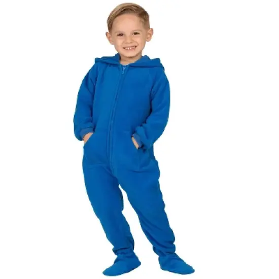Footed Pajamas - Brilliant Blue Toddler Hoodie Fleece Onesie image {1}