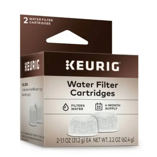 Keurig Water Filter Cartridge Refills 2pk: Charcoal Replacement for Coffee Maker, Easy Filter Change, Clear, 1 Year Warranty image {6}
