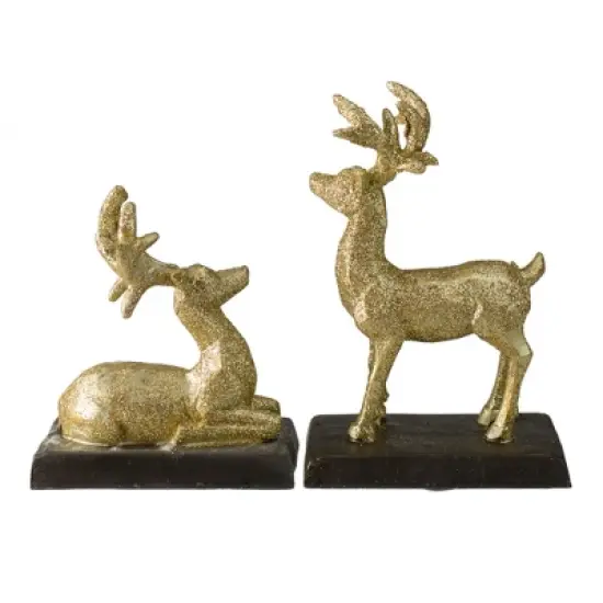 Northlight Reindeer Glittered Christmas Stocking Holders - 8.5" - Gold - Set of 2 image {3}
