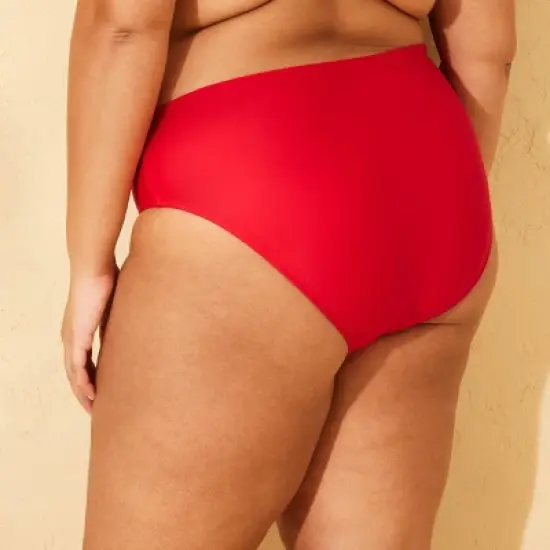 Women's Mid-Rise High Leg Cheeky Bikini Bottom - Wild Fable&trade; Red image {1}