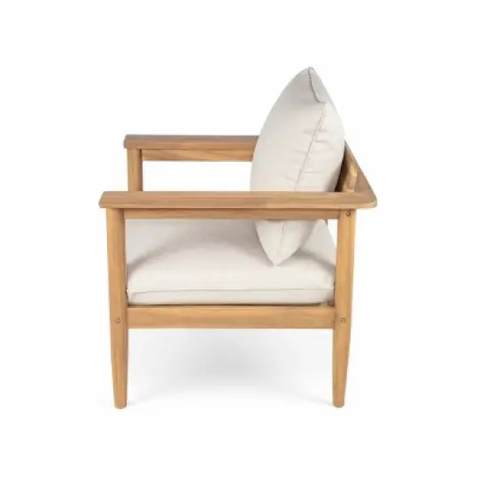 2-Piece Acacia Wood Outdoor Club Chair Set with Beige Cushions and Wide Backrest,Lounge Armchairs for Patio or Garden-The Pop Home image {5}