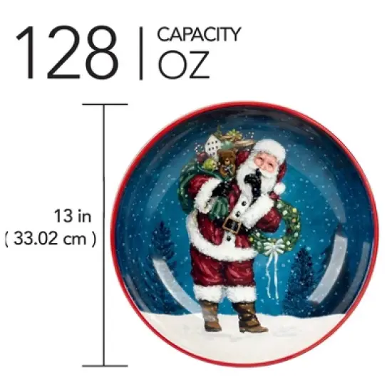 Certified International 128oz Santa's Secret Serving/Pasta Bowl image {2}