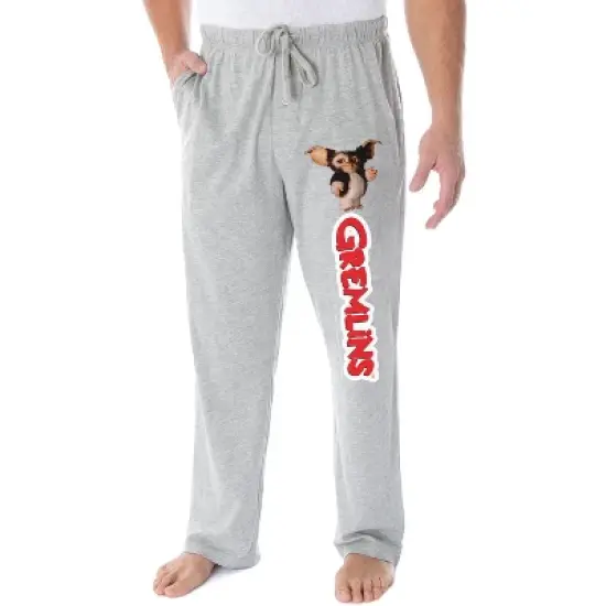 Gremlins Men's Gizmo And Classic Movie Script Logo Loungewear Pajama Pants Heather Grey image {3}