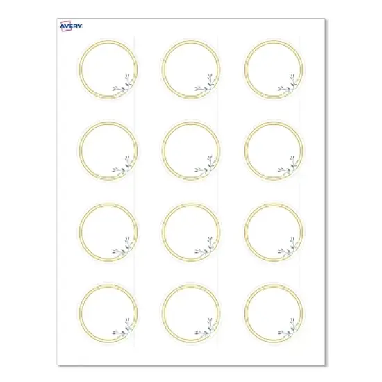 Avery Labels, 2" Diameter, Matte Gold Border w/ Florals, 120ct image {8}