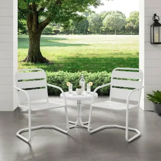 Brighton 3pc Metal Conversation Seating Set - White - Crosley image {3}