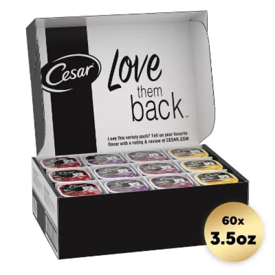 Cesar Classic Loaf in Sauce Variety Pack Egg, Steak and Beef Flavor Wet Dog Food - 211.64oz/60ct image {2}