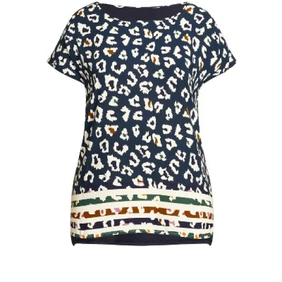 Women's Plus Size Mixed Media Border Top  - Glance Animal Border | AVENUE image {2}