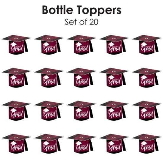 Big Dot of Happiness Maroon Grad - Best is Yet to Come - DIY Grad Cap Burgundy Graduation Party Bottle Topper Decorations - Set of 20 image {6}