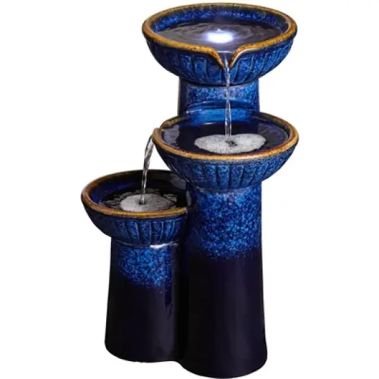 John Timberland Modern Outdoor Floor Water Fountain with Light LED 26 3/4" High Cascading Bowls for Yard Garden Patio Deck image {6}