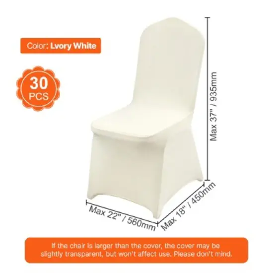 VEVOR Stretch Spandex Folding Chair Covers, Universal Fitted Chair Cover, Removable Washable Protective Slipcovers, for Wedding, (30PCS Ivory White) image {7}