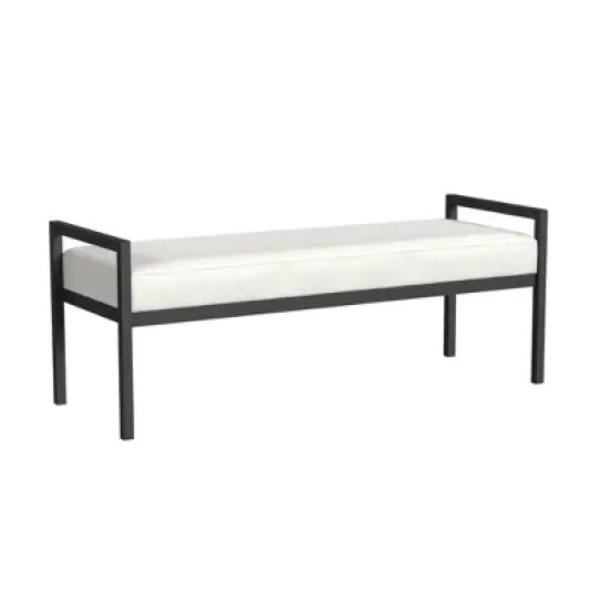 Modern Metal Bench Cream Boucle - HomePop image {1}