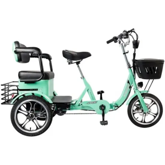 Topteng Electric Trike for Adult, Folding Three-Wheel E-Bike with Rear Seat and Thickened Tire image {1}