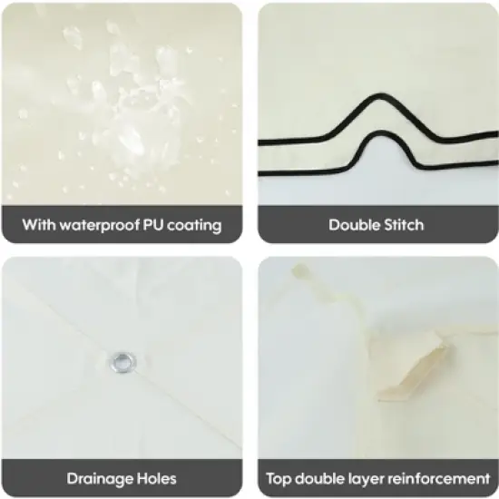 Gulches 10x10 Ft Outdoor Patio Gazebo Replacement Canopy - Double Tiered Roof Top Cover Only (Frame Not Included) - Great Wall Border Design, Beige image {1}