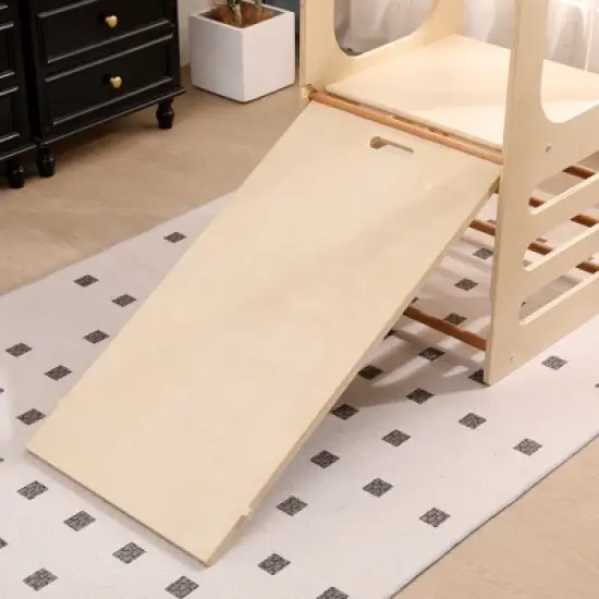 Funphix Kids Step Stool Learning Helper Tower Kitchen Stool with Chalkboard and Slide image {6}