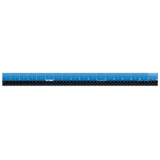 Victor Easy Read&trade; Ruler, Stainless Steel, Blue/Black, 18" image {3}