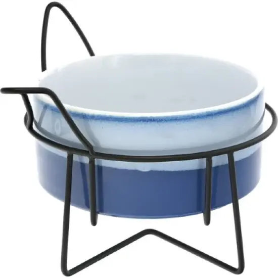 Pavilion Gift Company - Woof - Puppy Doggy Dog K-9 27 oz Food Water Meal Time Ceramic Stoneware Dish Bowl With Metal Iron Stand Pet Accessories image {4}