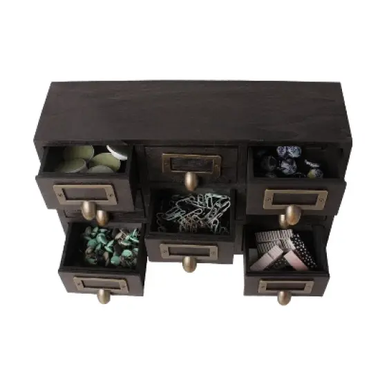 Kate and Laurel Apothecary Wood Desk Drawer Set, 9 Drawers image {5}
