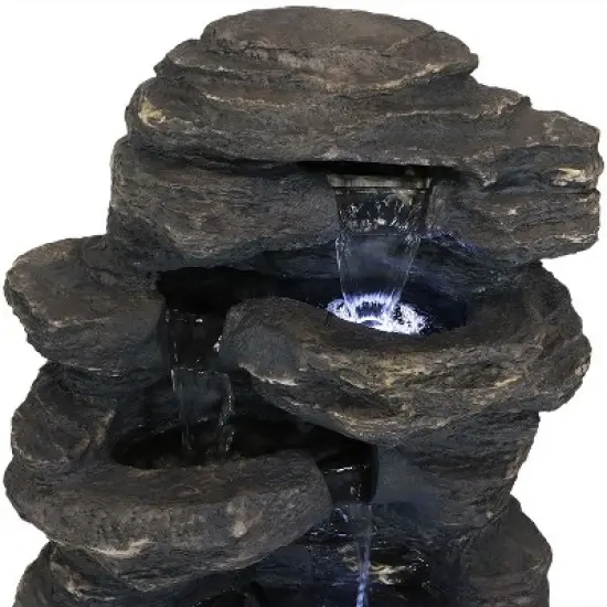 Sunnydaze 24"H Electric Polystone Rock Falls Waterfall Outdoor Water Fountain with LED Lights image {3}