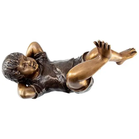 Design Toscano Lazy Days, Resting Boy Cast Bronze Piped Garden Statue image {2}