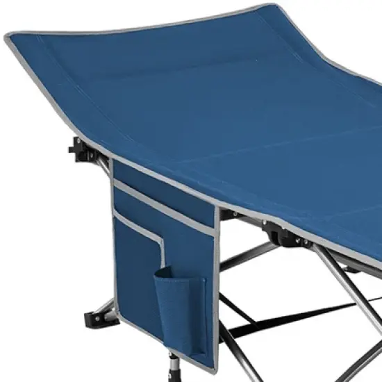 KingCamp Folding Portable Lightweight Outdoor Camping Travel Sleeping Bed Cot with Multi Layer Side Pocket, Carrying Bag, and Anti Slip Feet, Blue image {1}