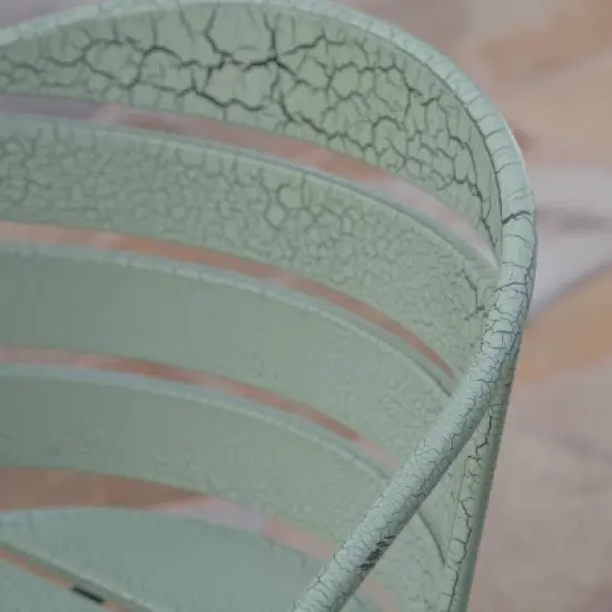 Santa Monica 3pc Iron Patio Bistro Set - Crackle Green - Christopher Knight Home: Weather-Resistant, 2-Seater Outdoor Dining Set image {2}