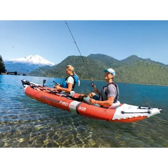 Intex Excursion Pro Inflatable 2 Person Vinyl Kayak with 2 Oars and Pump - Red image {1}