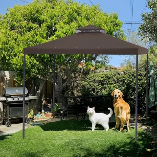 Yescom 137"x137" Gazebo Top Replacement for 2Tier Fit for Y005115T10 Gazebo Cover Patio Garden Outdoor Party Yard Coffee image {6}